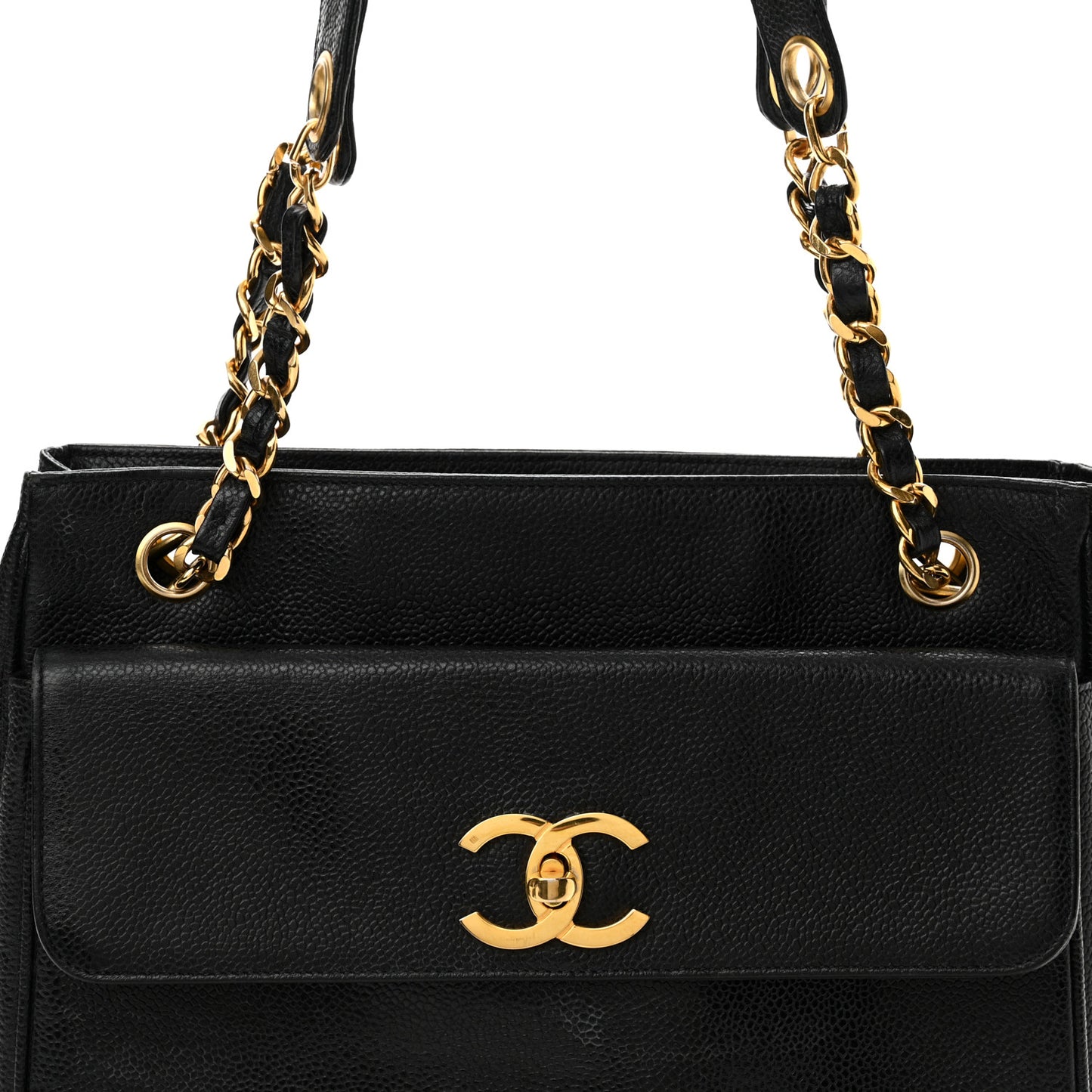 Caviar Flap Shoulder Bag Black