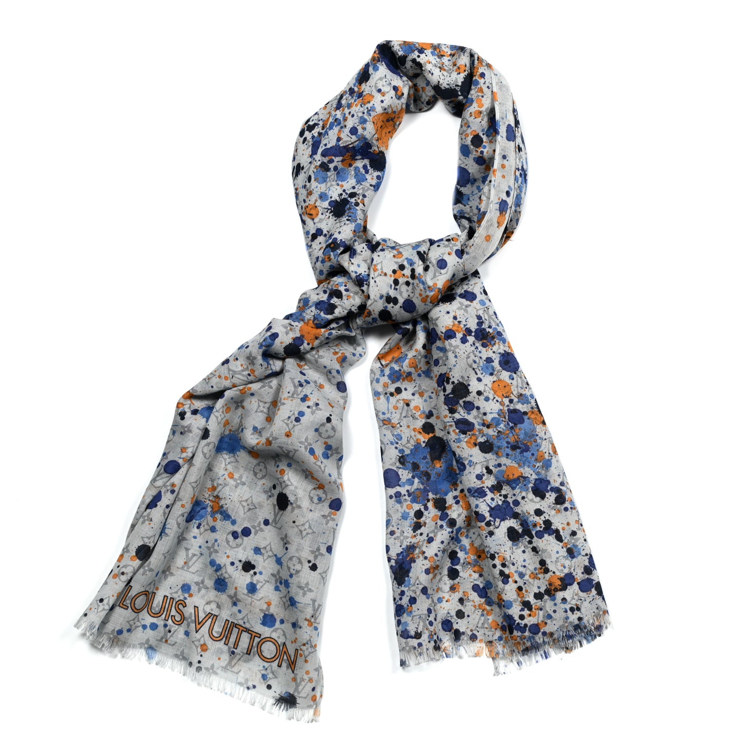 Silk Monogram Paint Splash Square Scarf Multicolor