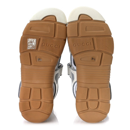 Gucci Mesh Fabric Tinsel Sport Sandals 39.5 White Silver 6 of 9
