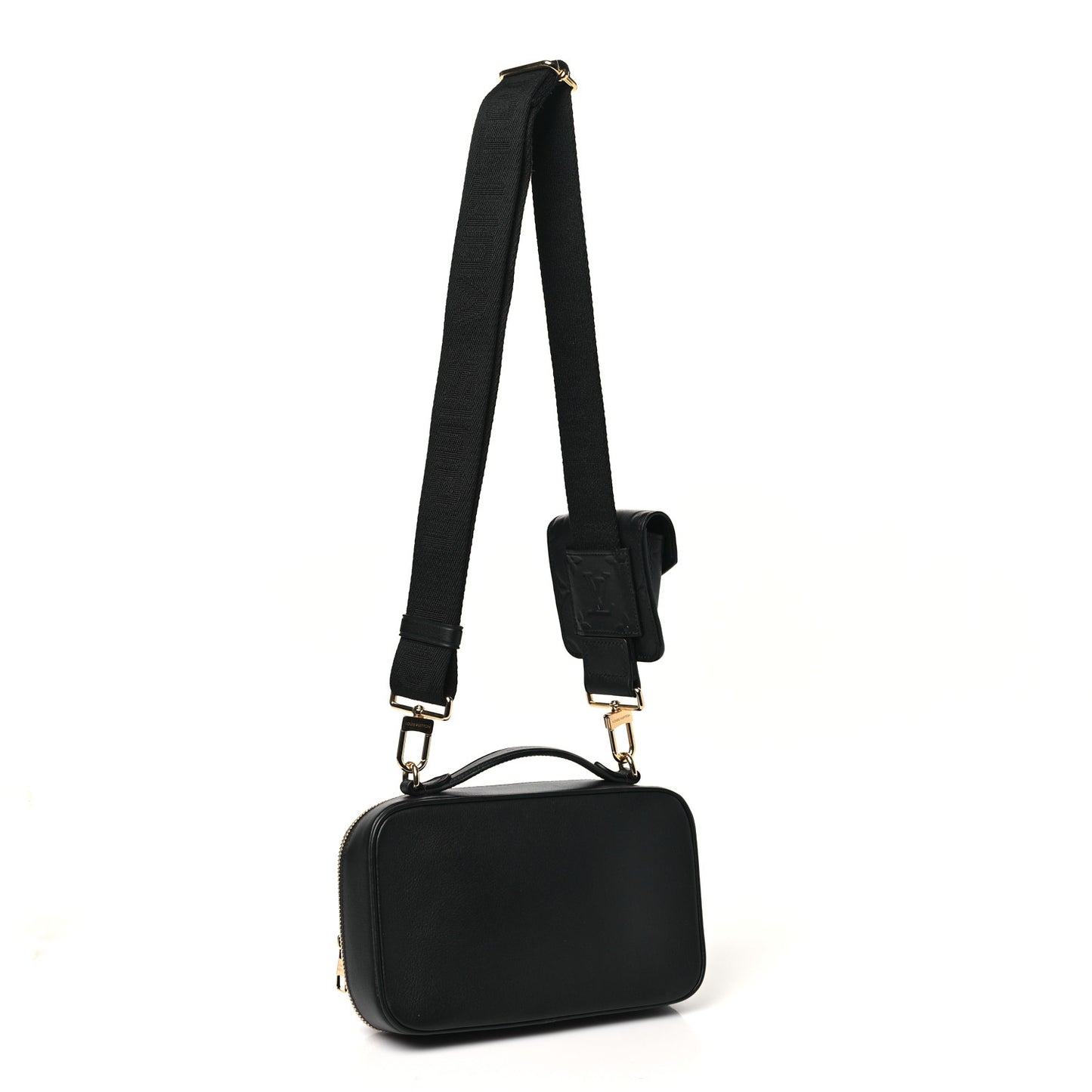 Calfskin Monogram Embossed Utility Crossbody Black