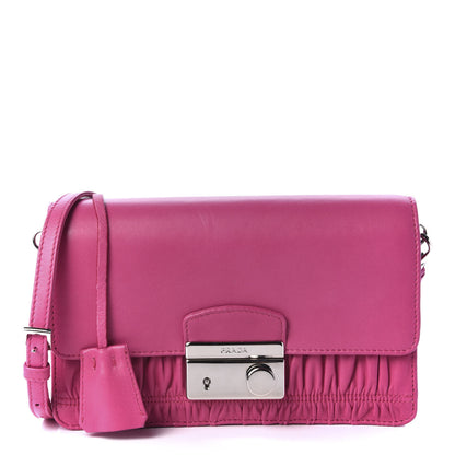 Prada Nappa Gaufre Small Sound Flap Shoulder Bag Begonia 1 of 11