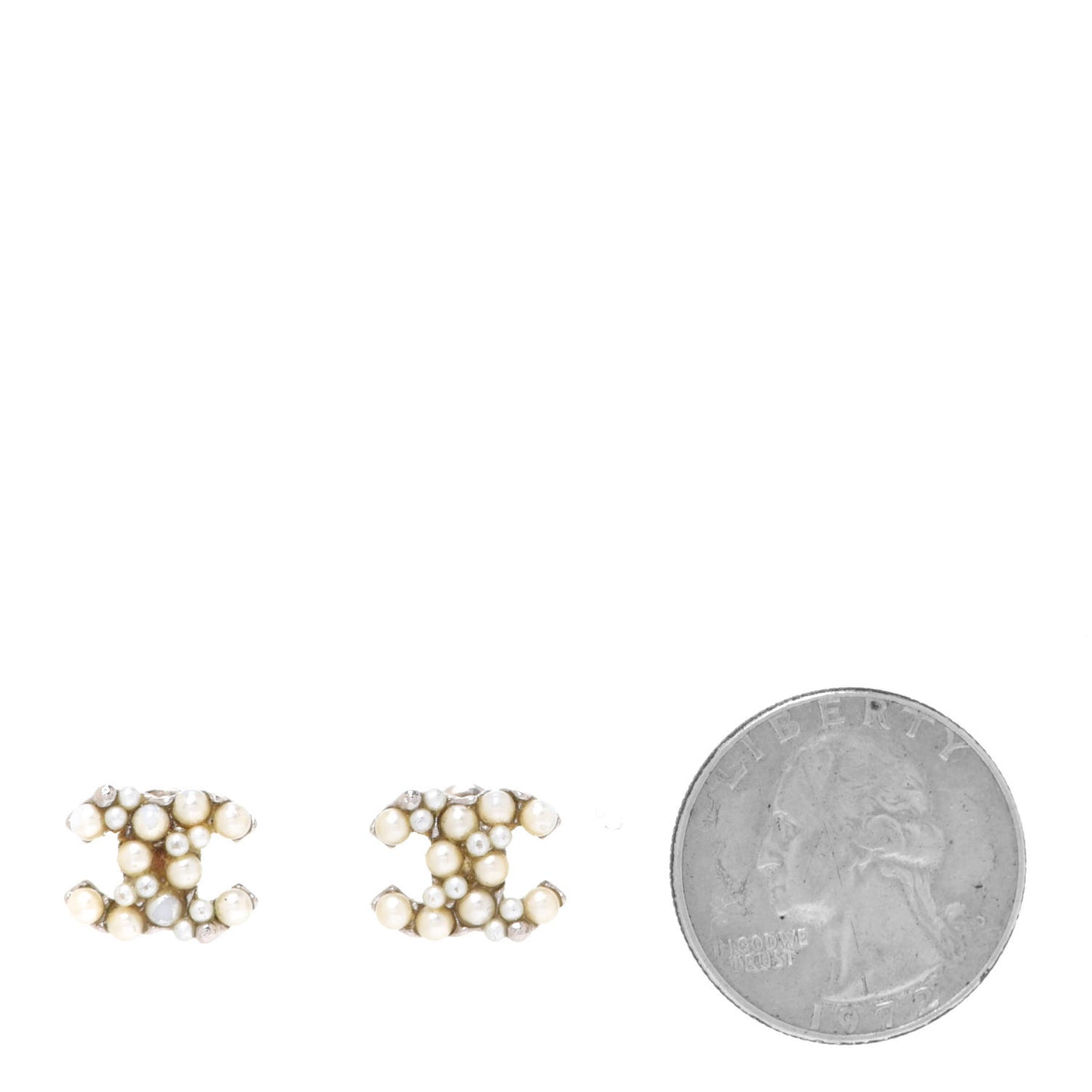 Pearl Crystal CC Earrings Silver