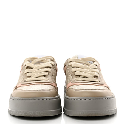 Gucci Calfskin GG Supreme Monogram Perforated Womens Platform 55mm Sneakers 36.5 Apricot Pink Beige Grey 2 of 7