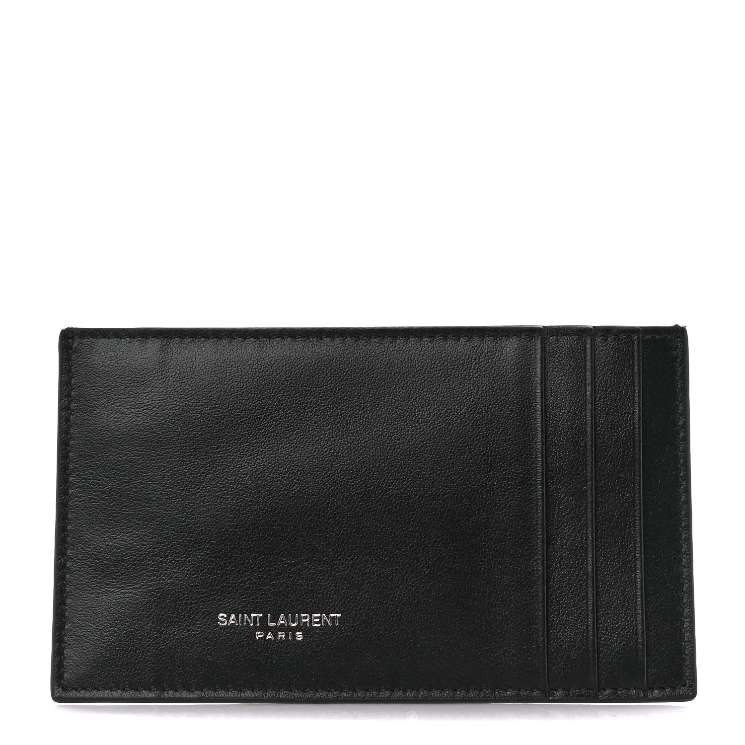 Saint Laurent Calfskin Crocodile Embossed Monogram Uptown Chain Wallet Black 9 of 13