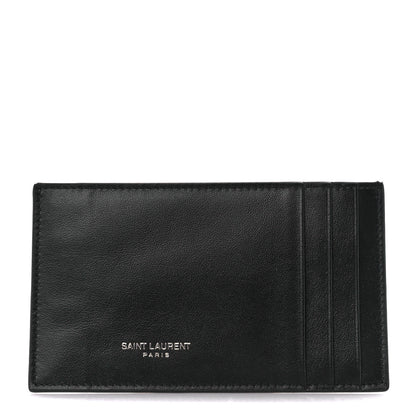 Saint Laurent Calfskin Crocodile Embossed Monogram Uptown Chain Wallet Black 9 of 13