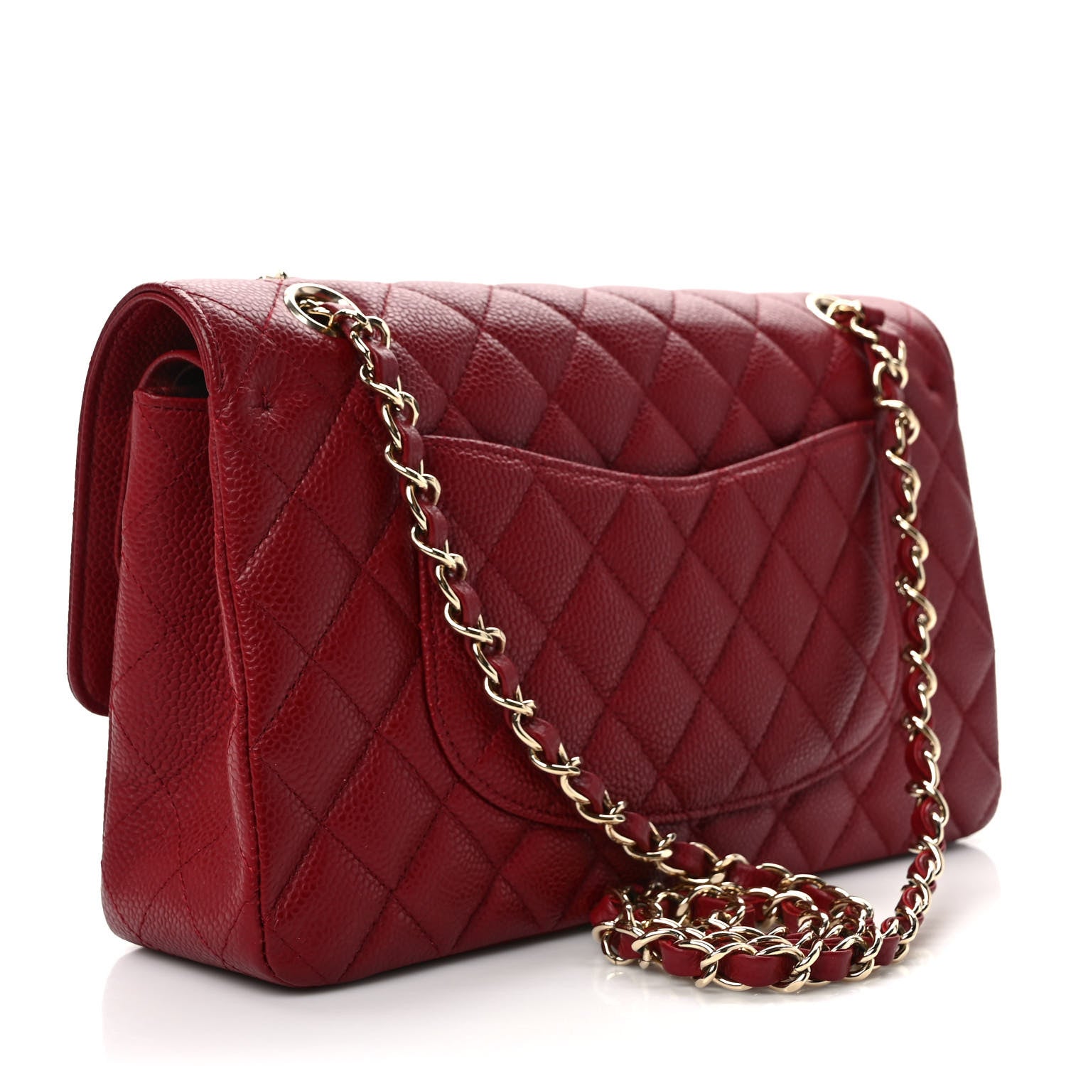 Chanel Caviar Quilted Medium Double Flap Dark Red 3 of 9