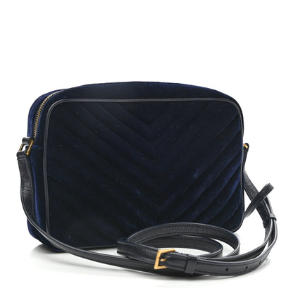Saint Laurent Velvet Matelasse Monogram Lou Camera Bag Navy 3 of 10