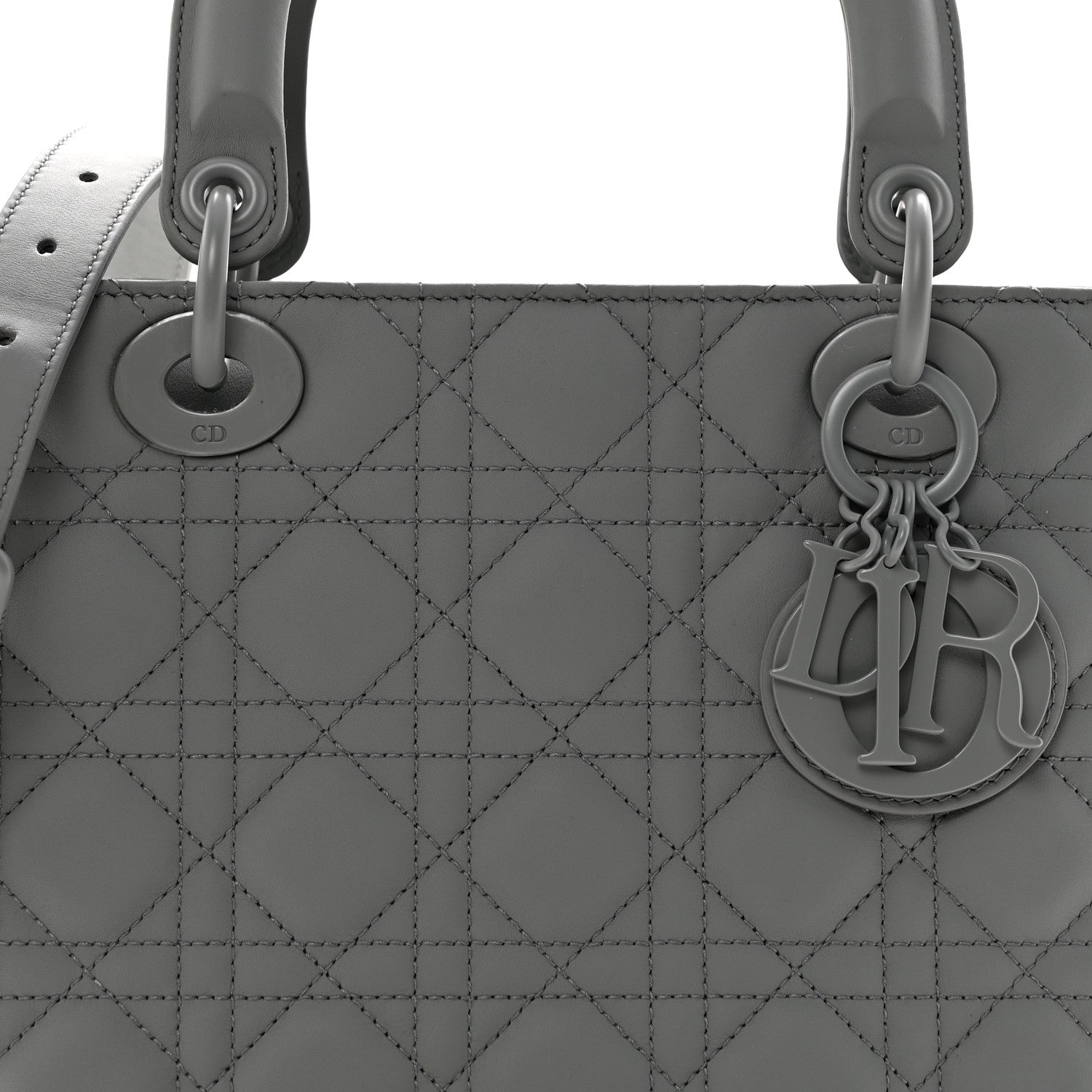 Christian Dior Ultra Matte Calfskin Cannage Medium Lady Dior Grey