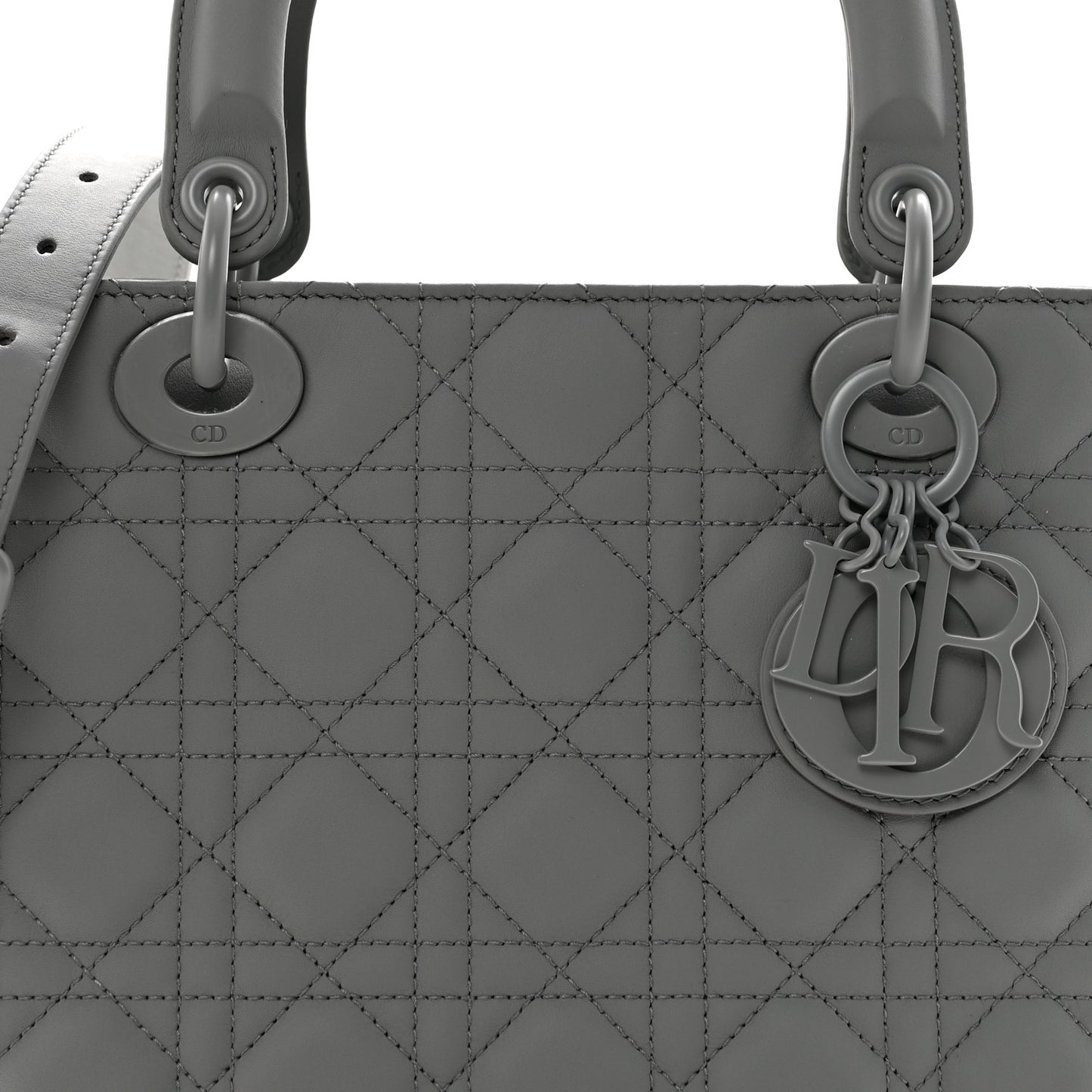 Ultra Matte Calfskin Cannage Medium Lady Dior Grey Stone