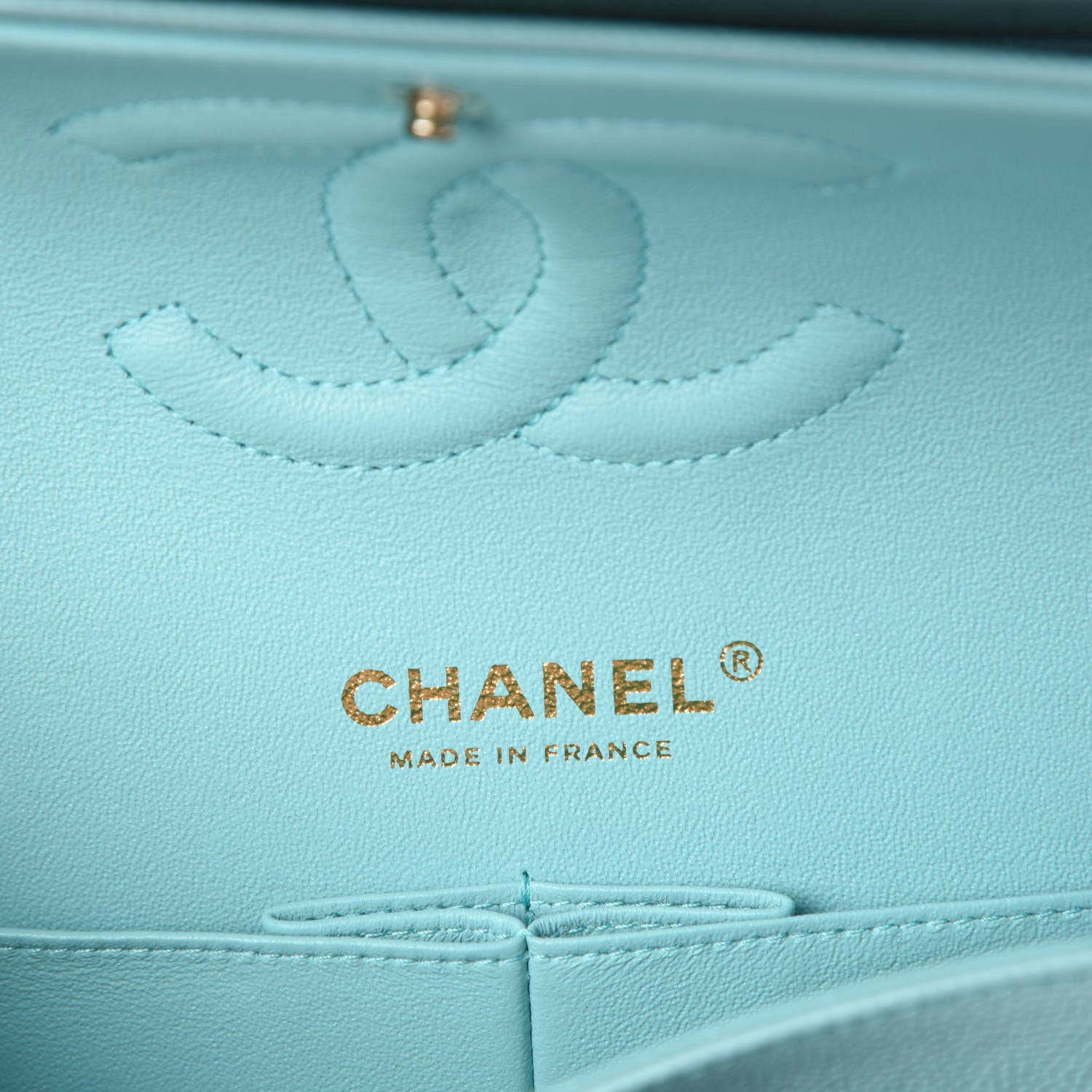 Chanel Caviar Quilted Medium Double Flap Light Blue 6 of 10