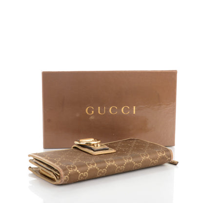 Gucci Satin Monogram Abbey Continental Wallet Gold 4 of 8