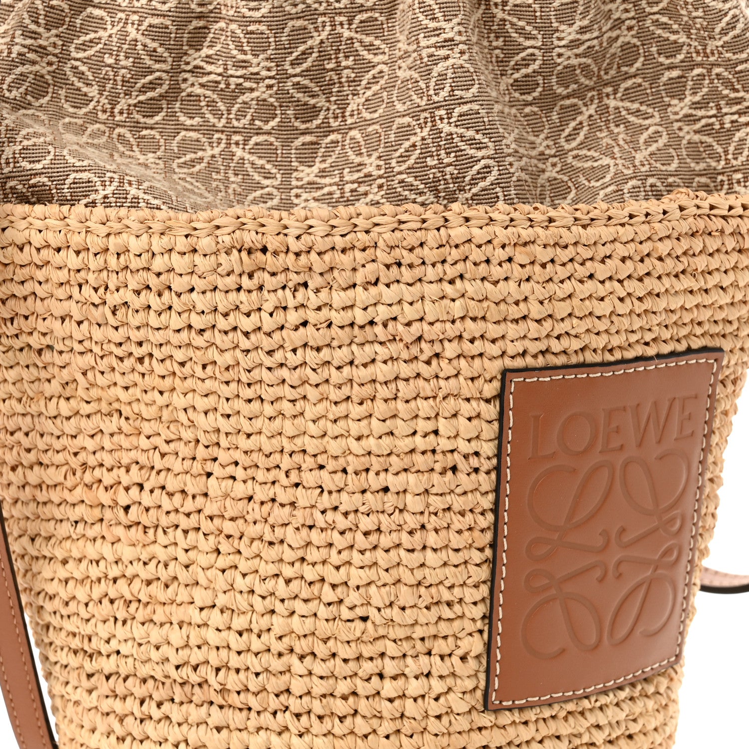 Loewe Calfskin Raffia Bucket Bag Natural Tan 7 of 9