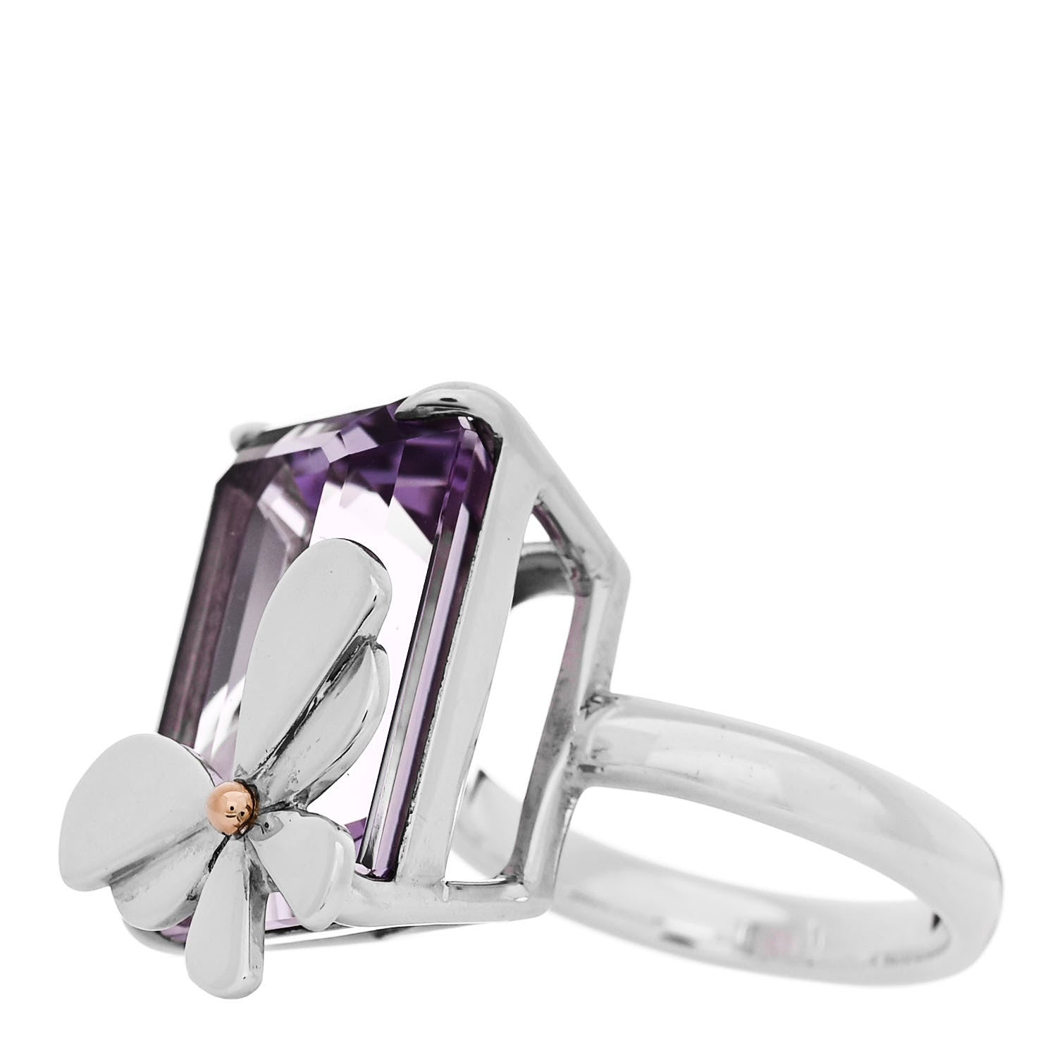 Tiffany Sterling Silver 18K Rose Gold Amethyst Return to Tiffany Love Bugs Butterfly Ring 52 6 3 of 5