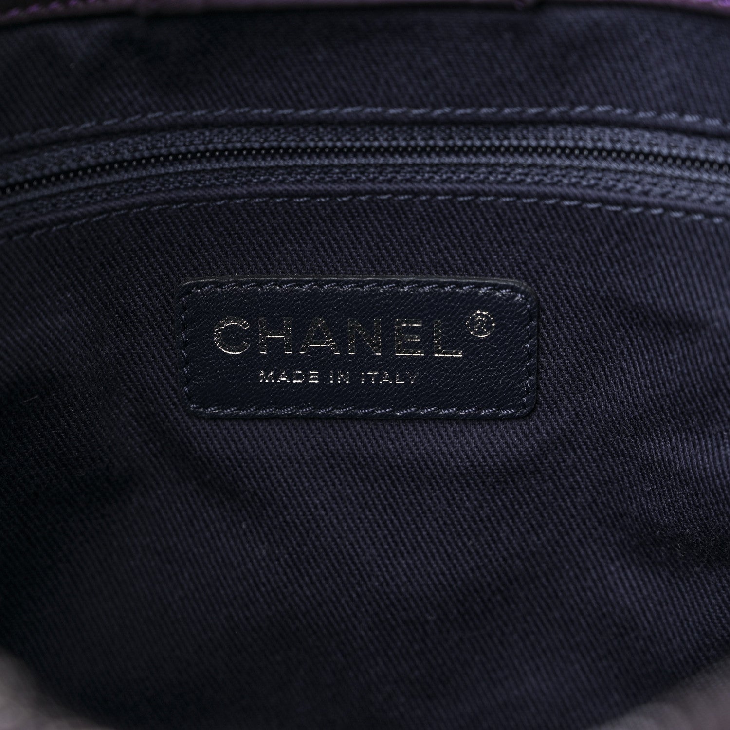 Chanel Iridescent Calfskin New Bubble Quilt Small Tote Plum 6 of 12