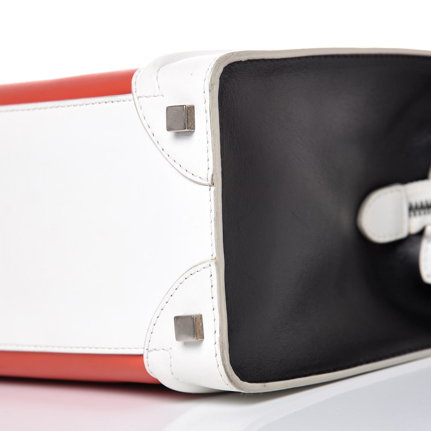 Satin Calfskin Micro Tri-Color Luggage Vermillion