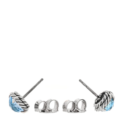 David Yurman Sterling Silver Blue Topaz 8mm Chatelaine Earrings 3 of 4