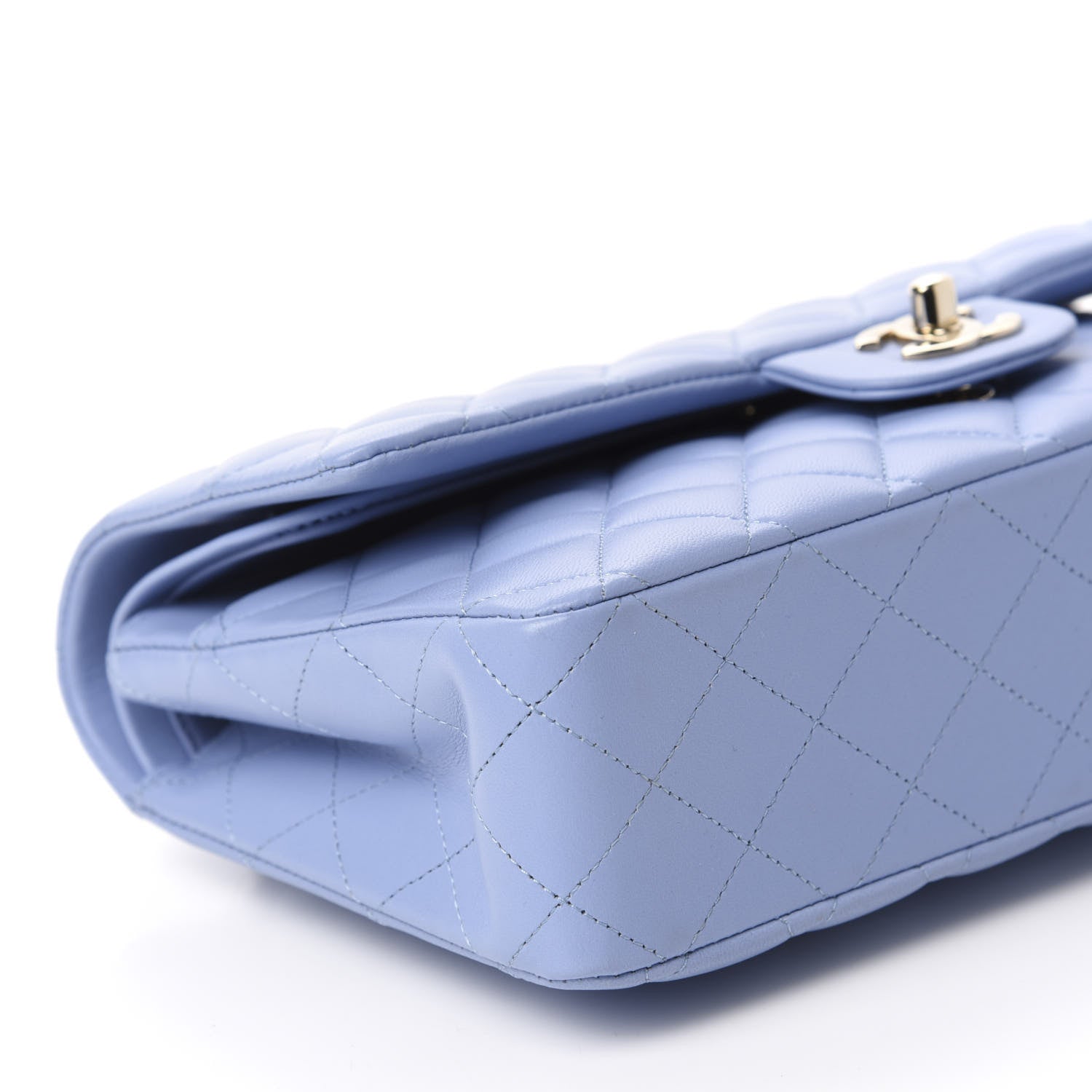 Chanel Lambskin Quilted Medium Double Flap Light Blue 6 of 11