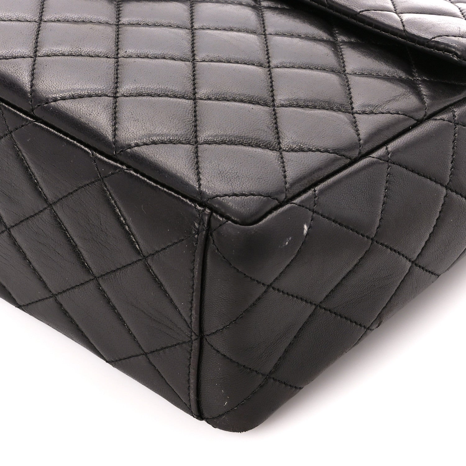 Chanel Lambskin Quilted XL Jumbo Single Flap Black 12 of 13