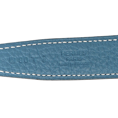 Hermes Box Togo 32mm Constance H Belt Black Blue Jean 4 of 5