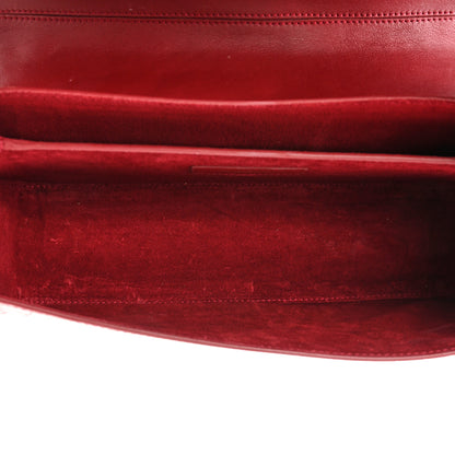 Saint Laurent Calfskin Crocodile Embossed Elise Chain Shoulder Bag Red 5 of 19