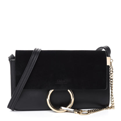 Chloe Suede Calfskin Small Faye Shoulder Bag Black 1 of 10