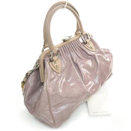 Marc Jacobs Snakeskin Embossed Leather Stam Pink 3 of 10