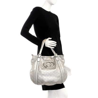 Gucci Guccissima Medium Britt Tote Silver 3 of 17