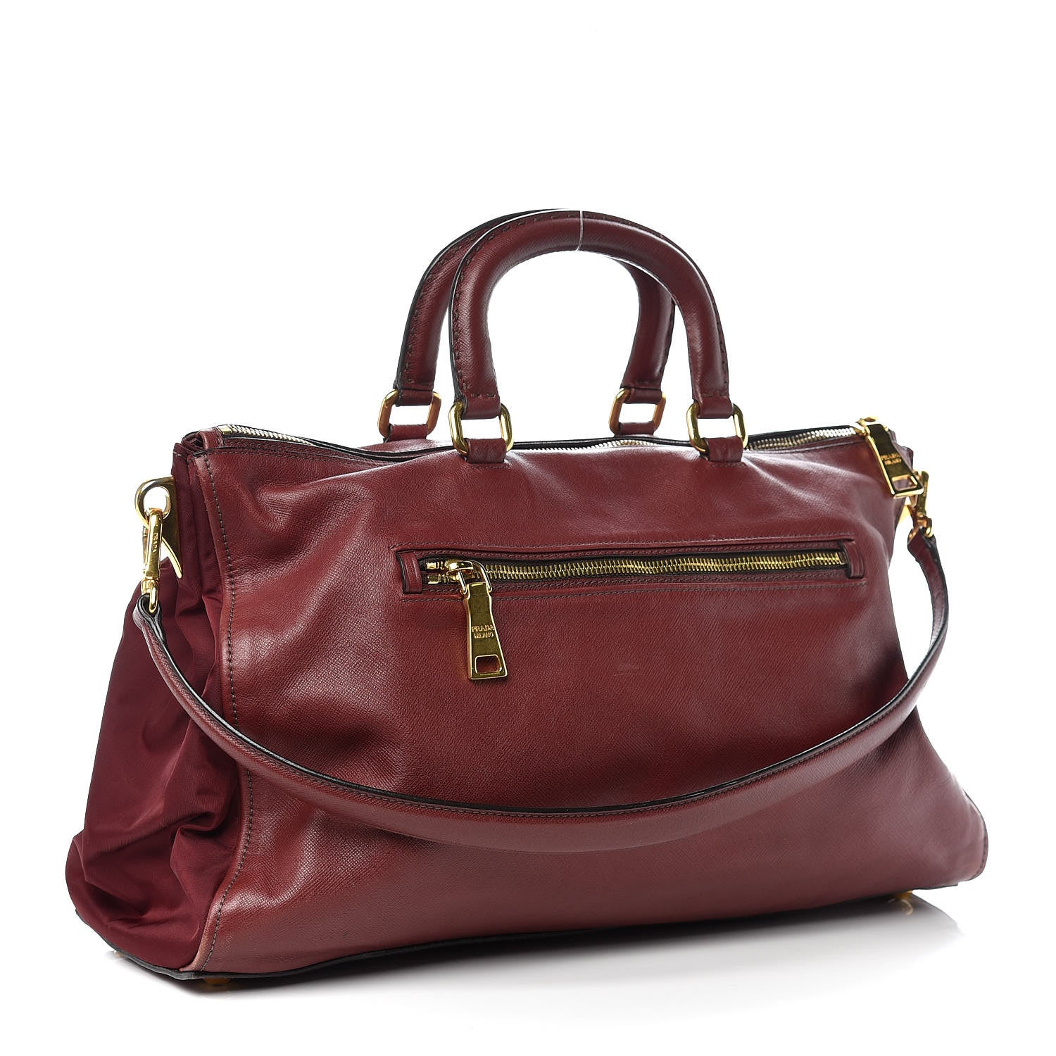 Prada Saffiano Tessuto Nylon Satchel Fuoco 3 of 13