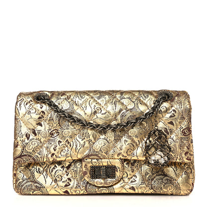 Chanel Buffalo Hand Painted Lace 2.55 Reissue 225 Flap Gold 1 of 9