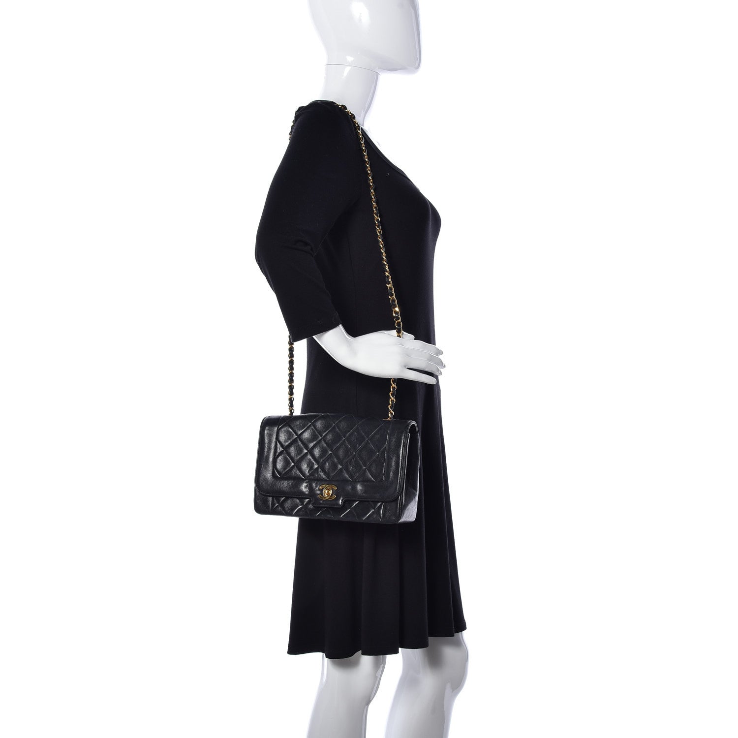 Chanel Lambskin Quilted Medium Single Flap Black 2 of 9