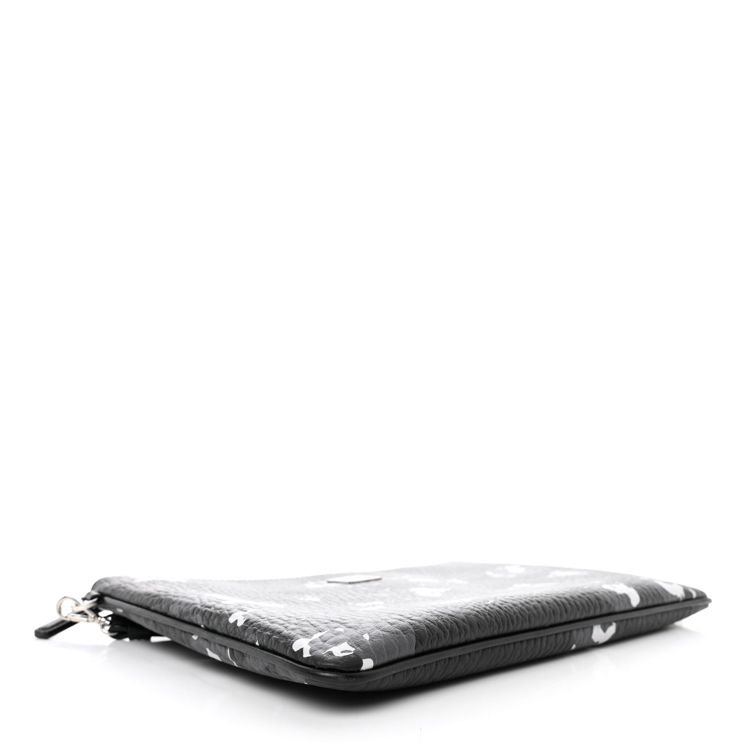 MCM Visetos Floral Leopard Wristlet Zip Pouch Black 4 of 6