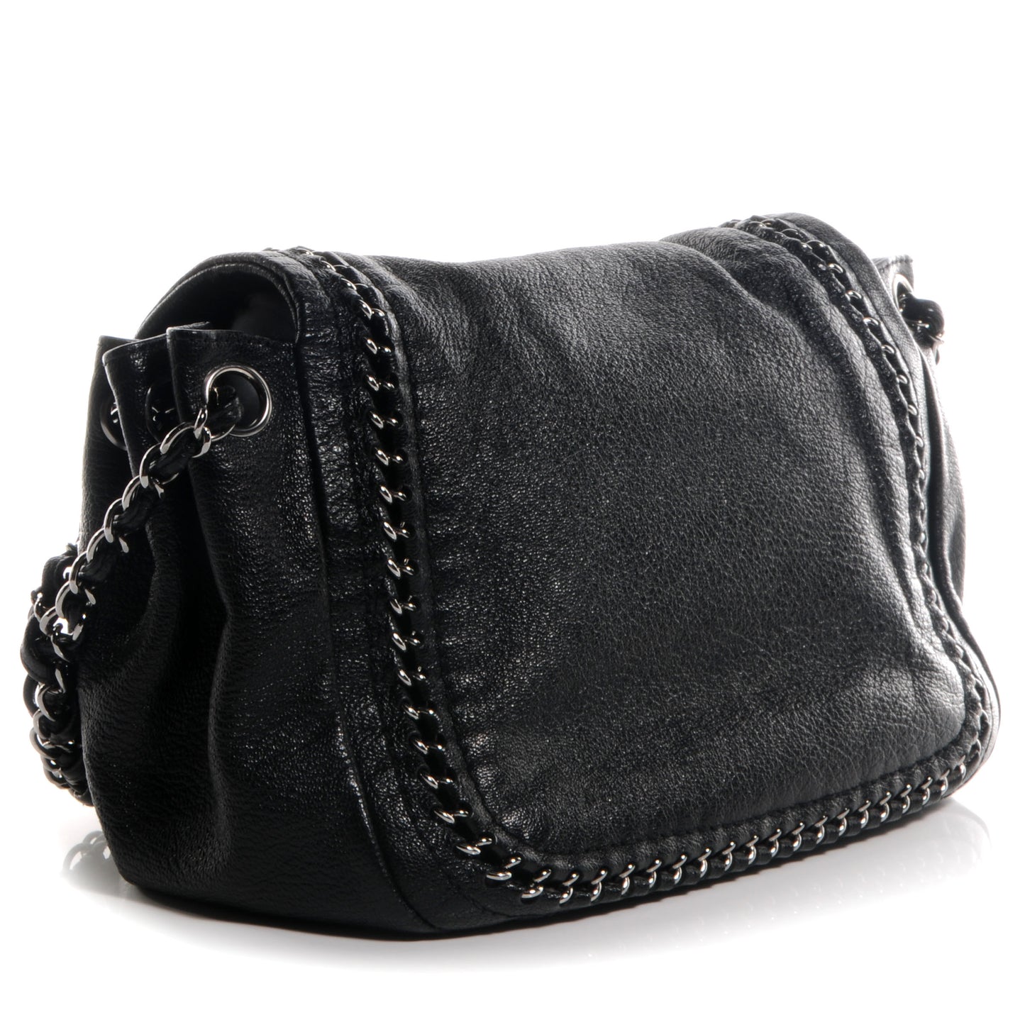 Calfskin Luxe Ligne Flap Bag Black
