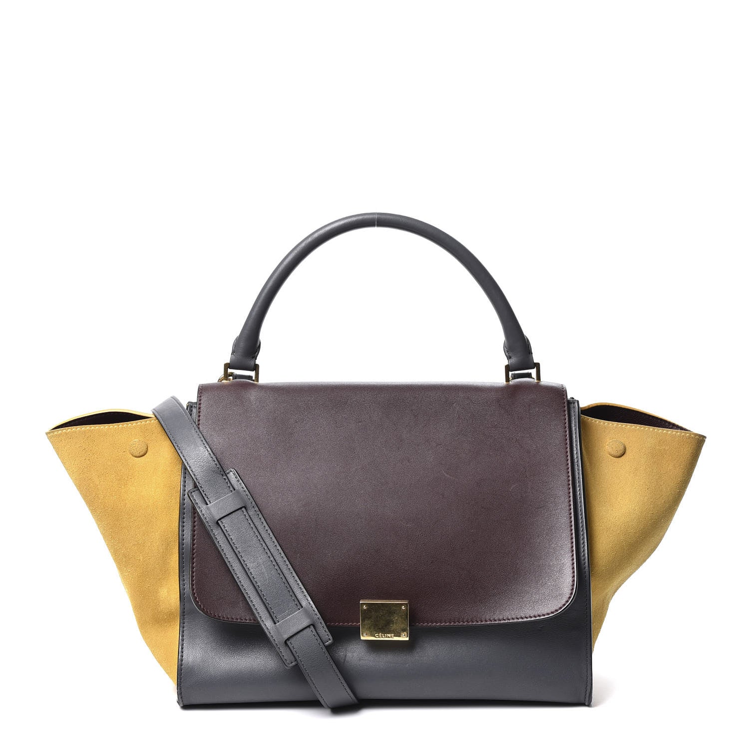 Celine Smooth Calfskin Suede Medium Tri-Color Trapeze Yellow 1 of 8