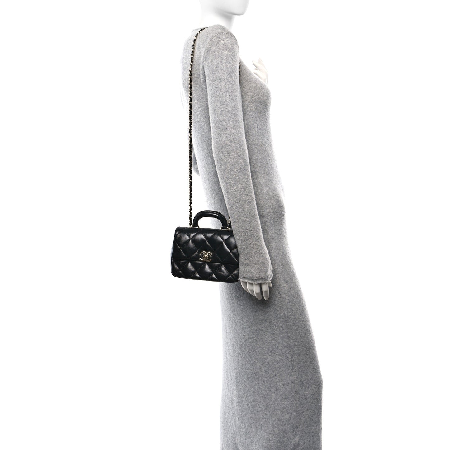 Shiny Lambskin Quilted Mini Coco Trip Flap Bag Black