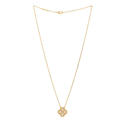 Van Cleef & Arpels 18K Yellow Gold Diamond Vintage Alhambra Pendant Necklace 3 of 7