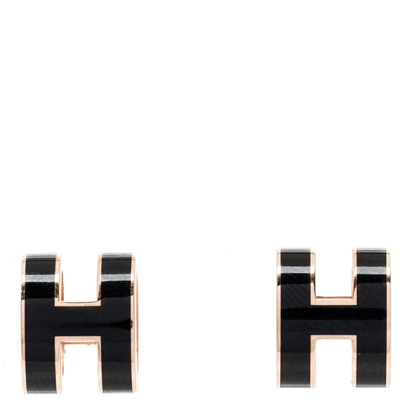 Rose Gold Lacquered Pop H Earrings Black