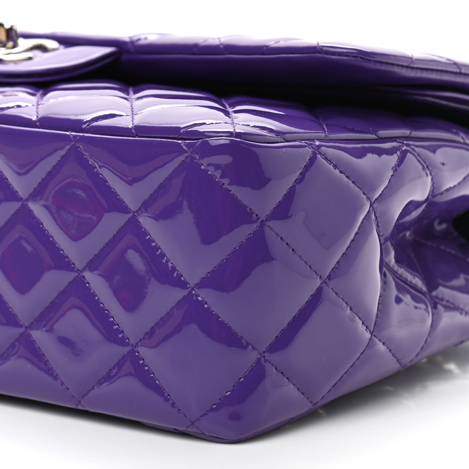 Chanel Patent Calfskin Quilted Jumbo Double Flap Purple 10 of 10