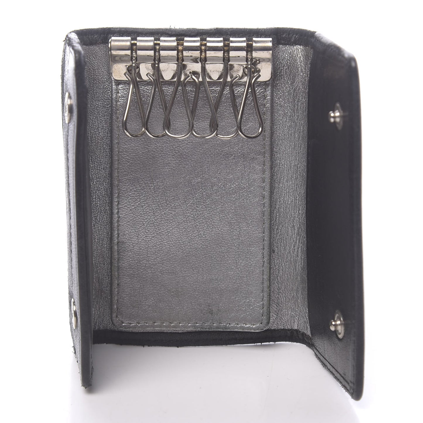Lambskin Vertical Quilted 6 Key Holder Black