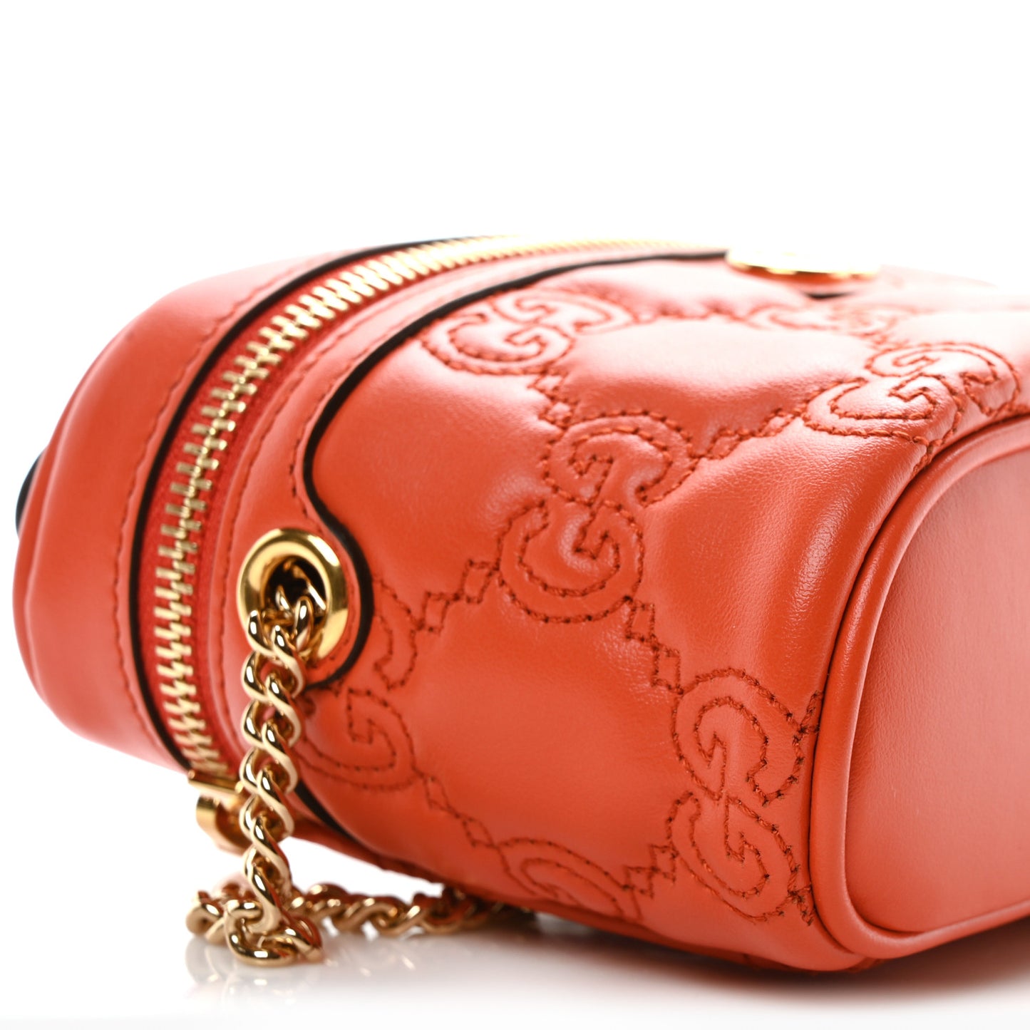 Calfskin GG Matelasse Mini Top Handle Bag Deep Orange