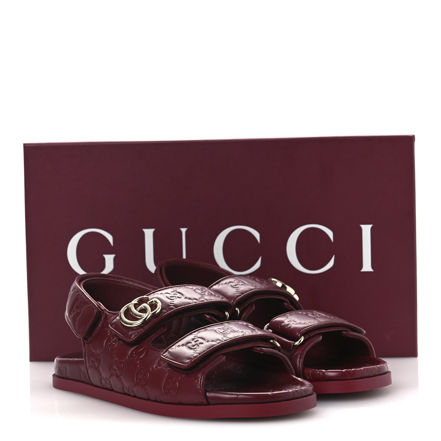 Guccissima GG Embossed Womens Sandals 38 Rosso Ancora