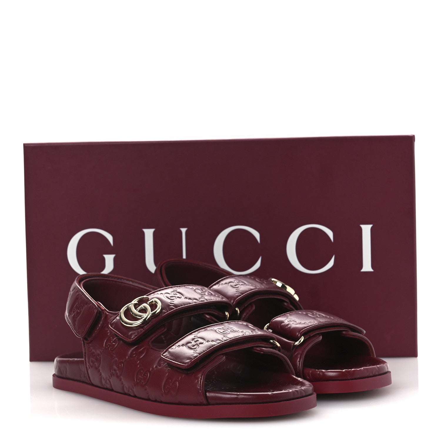 Gucci Guccissima GG Embossed Womens Sandals 38 Rosso Ancora 11 of 11
