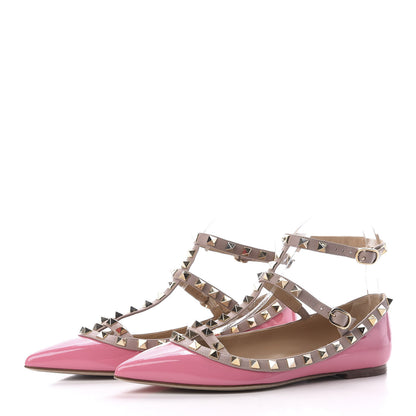 Valentino Garavani Patent Rockstud Cage Ballerina Flats 37 Ninphea Poudre 2 of 9