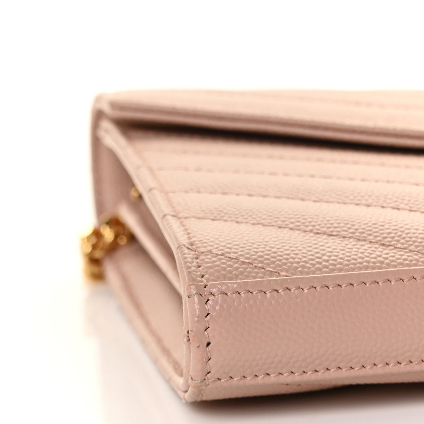 Grain De Poudre Matelasse Chevron Monogram Chain Wallet Pale Pink