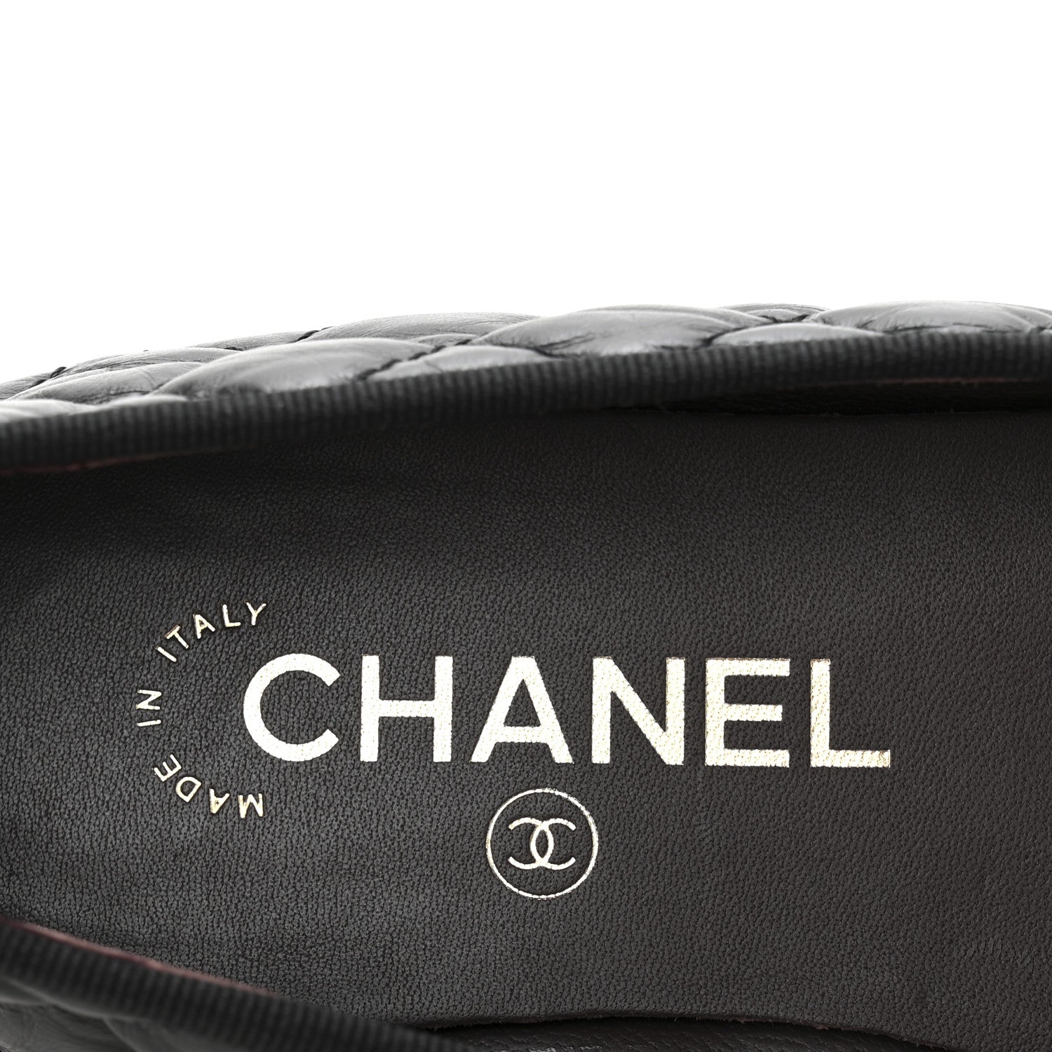 Chanel Aged Calfskin Quilted CC Cap Toe Ballerina Flats 37.5 Black 8 of 10