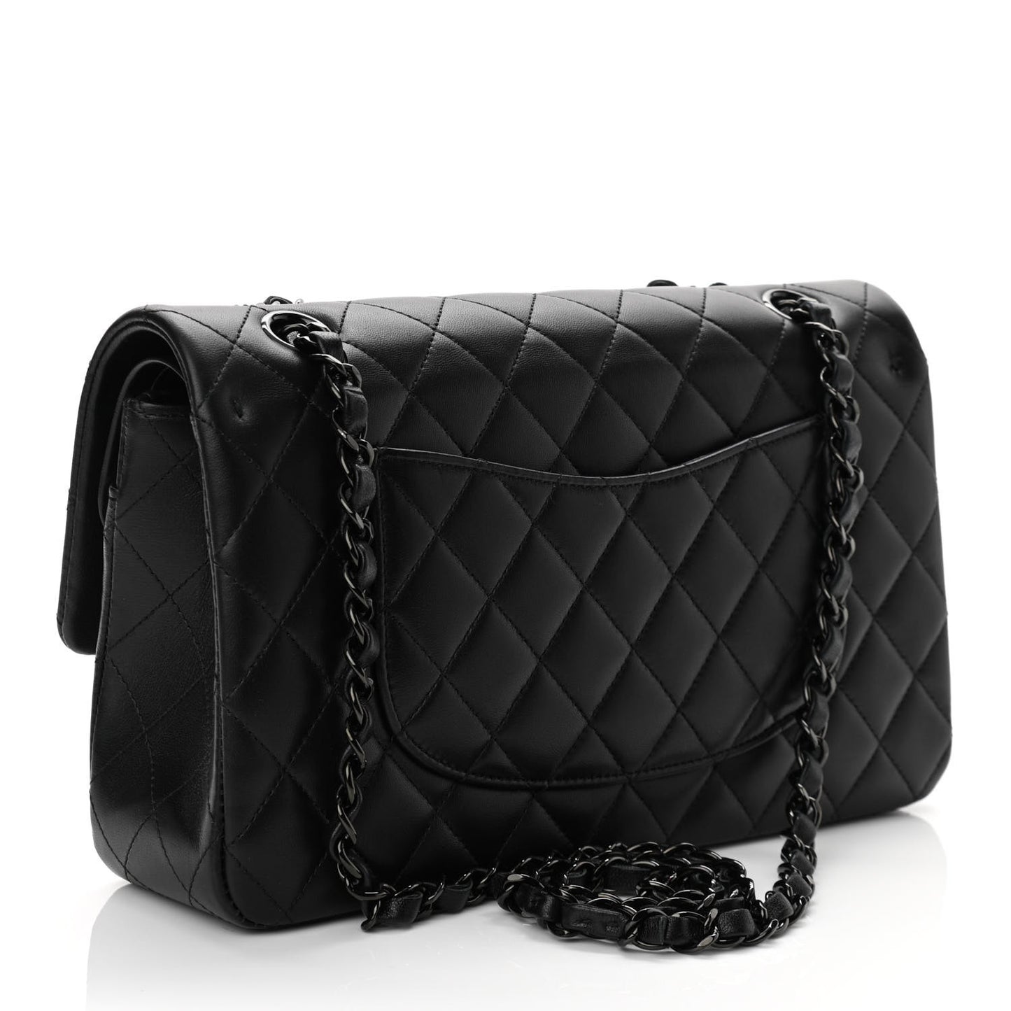 Lambskin Quilted Medium Double Flap So Black