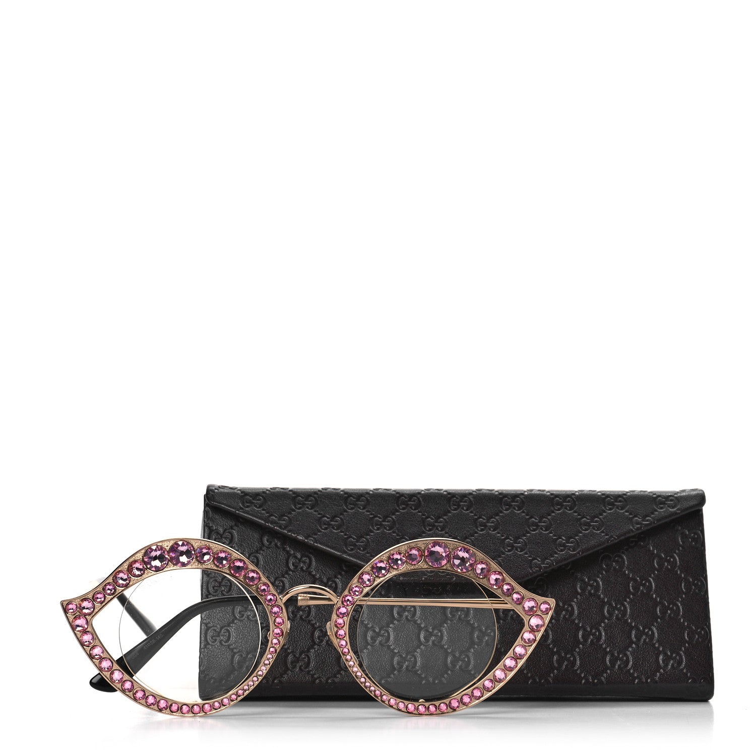 Gucci Metal Crystal Cat Eye Sunglasses GG0046S Pink 7 of 7