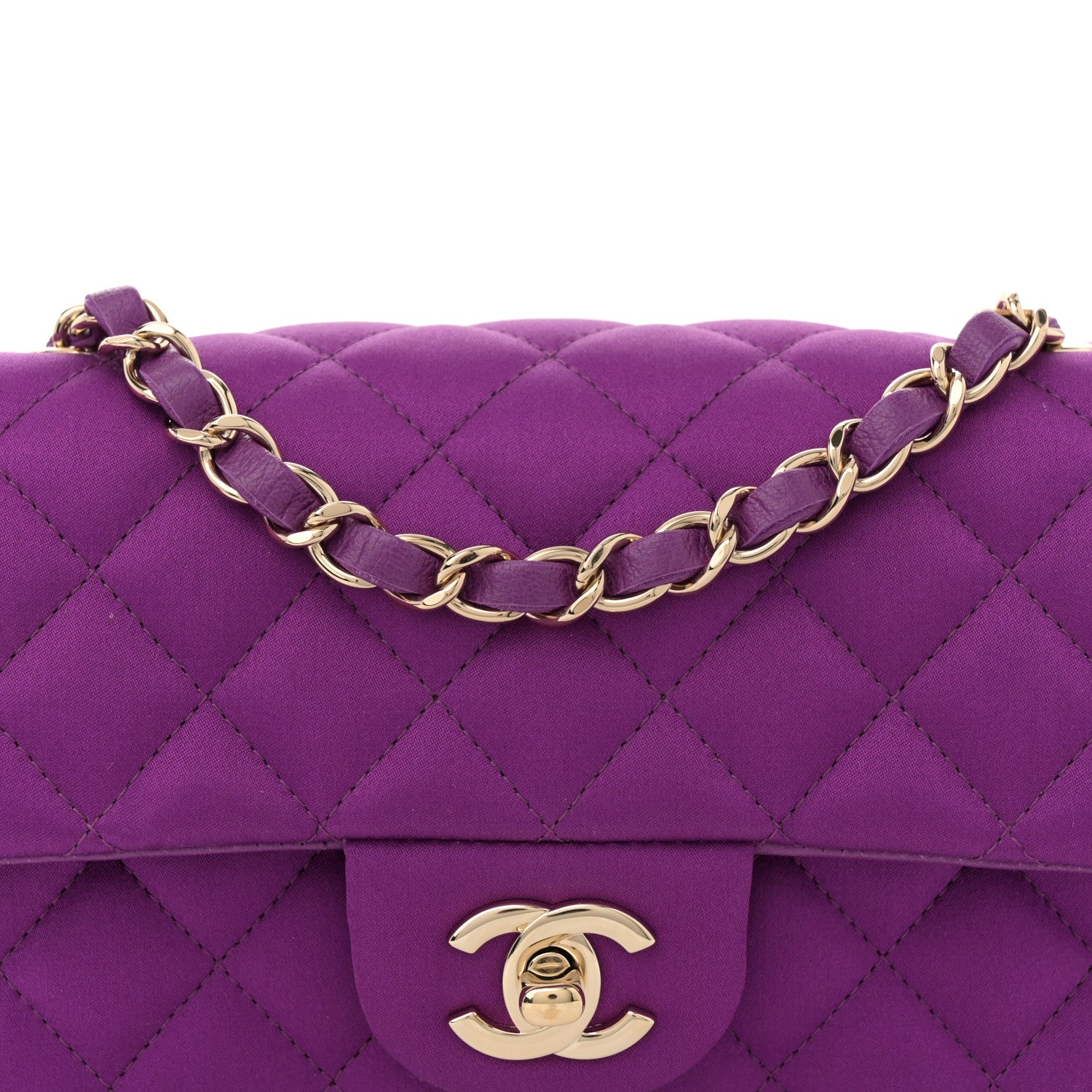 Chanel Satin Quilted Mini Rectangular Flap Purple 8 of 11