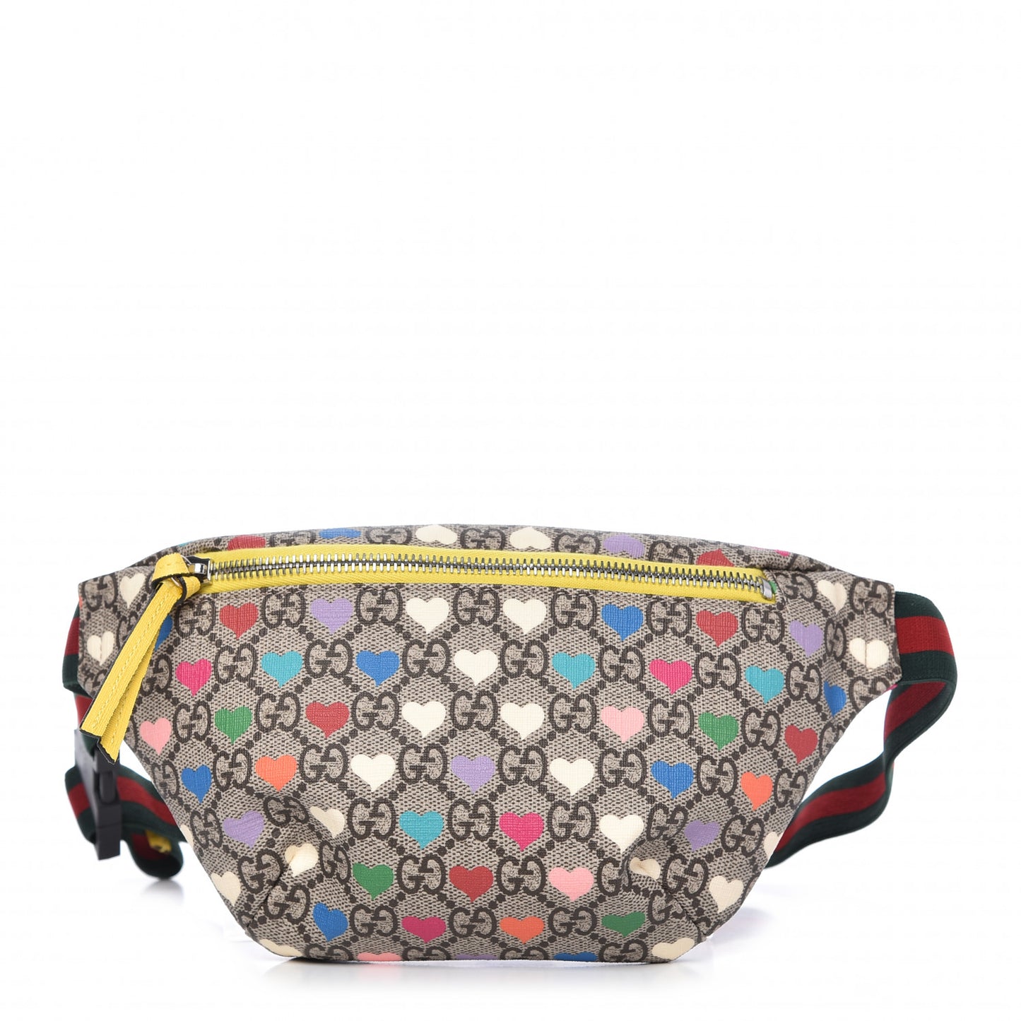 Soft GG Supreme Monogram Hearts Web Childrens Belt Bag Beige Ebony Multicolor Freesia