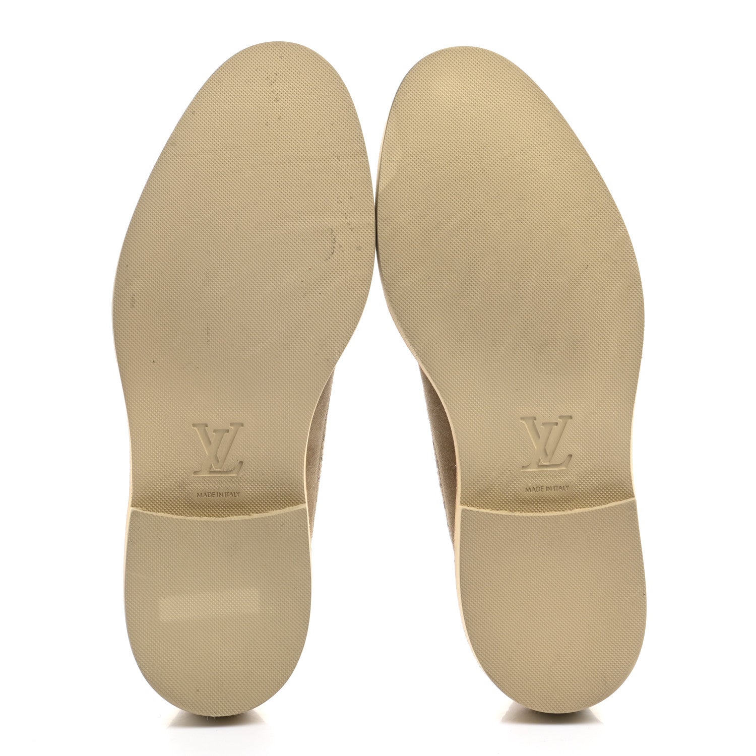 Louis Vuitton Suede Palm Beach Wing Tip Mens Derby Shoes 8 Beige 5 of 11