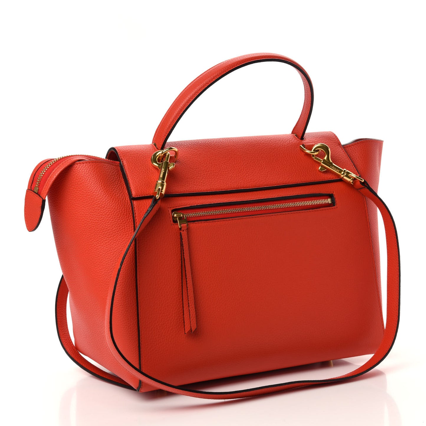 Grained Calfskin Mini Belt Bag Coral Orange